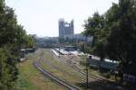 Chisinau - Hauptstadt von Moldawien am 4.9.2009  Blick von der nordwestlichen Straßenbrücke auf das Bahnhofgelände.