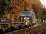 Montzenlinie Aachen-Montzen-Vise Auf der Steigung von Aachen West zum Gemmenicher Tunnel leistet heute 185 573-3 vom Railservice Alexander Neubauer (RAN) mit viel Sandeinsatz Schubhilfe und unterst�tzt die vorne am Zug ziehende MaK G 2000 der Rurtalbahn. Gesehen am 18.11.09 am Gemmenicher Weg in Aachen.