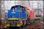MWB Mittelweserbahn V 2305 von -MWB- mal in gro�. Mit 2x Eurorunner im Schlepp, unterwegs nach Mukran. Stralsund am 09.04.08 
