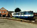 niag-niederrheinische-verkehrsbetriebe VT20 und VT21 der NIAG in Moers am 5-9-1996. Bild und scan: Date Jan de Vries. 