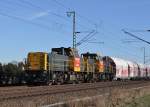6466 und 6464 (BR 264) von Railion DB Logistics in Voerde am 07.03.2010 in Richtung Emmerich