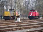 Dieselloks 6414 und 6513 genieen Sonntagsruhe im Bahnhof Sittard am 27.