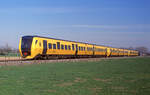 3 Einheiten DM90 unterwegs bei Wehl am 08.04.1997. NS 3417 - 3410 - 3401 als Zug 7756 Doetinchem - Arnhem. Scanbild 7276, Fujichrome100.