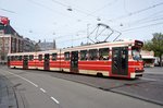 Niederlande / Straßenbahn (Tram) Den Haag: BN GTL8-I (Wagennummer 3014) von HTM Personenvervoer N.V., aufgenommen im April 2016 in der Innenstadt von Den Haag.