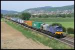 Eine Class 66 der ERS Railway zieht am 25.5.2007 den DGS 40105 bei Grosachsen-Heddesheim Richtung Sden.