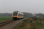 Lint-Triebwagen 43 von Syntus mit Regionalzug 30850 Winterswijk-Zutphen bei Warnsveld am 19-11-2012.