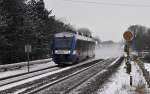 nord-ostsee-bahn-nob VT 305 der NOB als Zug nach Heide am 19.12.2009 bei St. Michaelisdonn.