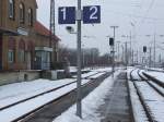 Der Bahnhof Norddeich mit Blickrichtung Norddeich Mole am 06.02.2010.  ...