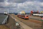 norddeutsche-eisenbahngesellschaft-niebull-neg Ausfahrt des VT71 aus dem Bf Dageb�ll Mole. (23.04.2010) 