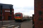 norddeutsche-eisenbahngesellschaft-niebull-neg VT71 erreicht Dageb�ll und hat soeben den Hp Dageb�ll, welcher nur bei Sturmflut genutzt wird, passiert. (23.04.2010)