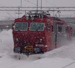 El 16 2209 in a blizzard at Drammen station January 3rd 2001