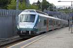 Am 31.07.2017 erreicht ein Zug der Linie L1 nach Lillestrøm den Bahnhof Lysaker.