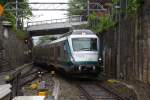 Die Zufahrt zum unterirdisch angelegten Bahnhof in Stavanger fhrt eng durch  das Stadtgebiet.