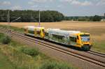 ODEG Ostdeutsche Eisenbahn GmbH ODEG mit VT 650 Doppeltraktion zwischen Ludwigslust und Hagenow. 03.07.2009
