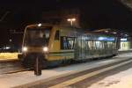 ODEG VT 650.90 nach Hagenow steht in Ludwigslust am Bahnsteig ...
