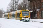 ODEG VT 650 steht mit zwei Triebwagen in Hagenow zur ...