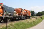 Tersus X691.503-7 (UIC-Nr. 99 81 9195 504-1), ein Umbau aus DB-Cargo Sprinter und Bestandteil des MMT (Multi Modul Train), fhrt am 21.Juni 2013 von Fohnsdorf nach Zeltweg.