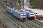 3 186-er (286,287,xxx) warten auf Einsatz in Bahnhof Kufstein.
09.04.2012