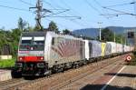 Railpool 186 281, Lokomotion 189 917 (kalt) und Lokomotion 189 912 mit einem KLV Ekol-Zug bei der Durchfahrt in Salzburg-Sd Richtung Bischofshofen, aufgenommen am 04.09.2013