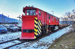 Der Schneeräumer 99 81 9592 511-5 steht am 20.1.2016 auf einem Abstellgleis im Bahnhof Spittal-Millstättersee.