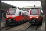 Cityjet 4744 033 und 4744 014 stehen am 14.03.2018 nebeneinander in Wien West.