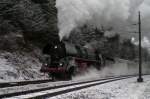 01.533 der GEG mit dem IGE-Sonderzug am 03.02.2008 bei der Ausfahrt aus Rosenbach, nach wenigen Kilometern wird sie den Karawankentunnel erreichen.