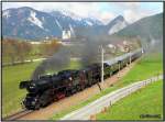 Der IGE Sonderzug mit B&B 52.7612 und 50.1171 kurz hinter Admont auf dem Weg nach Selzthal. 19.04.2008