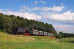 638.1301 der GEG mit Ammersee-Dampfzug (DPE 79757) bei Pflaumdorf (11.08.2013)