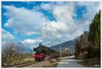 Die ÖGEG Dampflok 638.1301 auf der Fahrt  Mit Volldampf durch das Gesäuse  von Admont nach Ampflwang.
Admont 19.03.2016