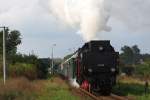 ÖGEG 78.618 hat am 27.September 2014 mit dem Sonderzug nach Breclav soeben den Bf. Mikulov na Morave verlassen.