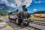 93.1332 der NBiK steht am 3.6.2017 im Bahnhof Hermagor.