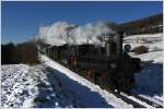 ZB 2 der Zillertalbahn und die bosnische 83-180 dampfen auf der Feistritztalbahn, mit einem Adventzug, von Weiz nach Birkfeld. 
Nstl 9.12.2012