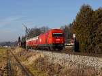 Die 2016 070 mit einem Güterzug nach am 17.01.2020 unterwegs bei Mauerkirchen.