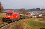 Auch im neuen Jahr gibt es noch Gterverkehr auf der Pinkatalbahn, 2016 020 fhrt mit dem gut ausgelasteten VG77266 von Oberwart nach Friedberg. Pinggau, 02.01.2013