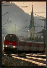 Diesellok 2043 049 mit Schlierenwaggons fhrt als R4548 von Klagenfurt nach Zeltweg und danach wird der Zug in Knittelfeld abgestellt.
Zeltweg 4.12.2007