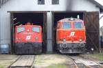 NLB 2060 091-2 und 2143 070-7 am 21.Dezember 2014 in der Zugförderungsstelle Mistelbach.
