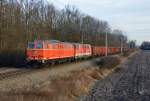 2143.35 und 2143 062 waren am frühen Morgen des 13. Januar 2015 mit der  Dürnkruter Rübe  nach Siebenbrunn-Leopoldsdorf unterwegs, das Bild entstand ebendort.