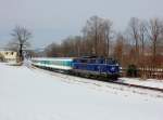 Die 2143 018 mit einem ALEX nach Oberstdorf am 27.02.2016 unterwegs bei Immenstadt