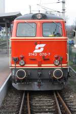 NLB 2143 070-7 am 21.Dezember 2014 nach der Ankunft mit dem SR 14293 in Zellerndorf.