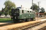 BB 2093.01 wrend der Feierlichkeiten  100 Jahre Schmalspurbahnen in sterreich  vom 11. bis 15. August 1989 im Bf. Obergrafendorf. (Diascan)