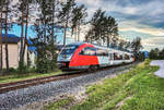 5022 021-7  Stadt Wolfsberg  fährt als S4 4826 (Hermagor - Villach Hbf) kurz vor dem Bahnhof Nötsch vorüber.
Aufgenommen am 28.7.2017.