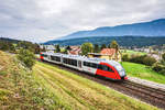 5022 026-6  Rosental  hält als S4 4821 (Villach Hbf - Hermagor) in der Haltestelle Vellach-Khünburg.
Aufgenommen am 1.10.2017.