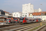 5022 009 und ein weiterer Desiro Classic der ÖBB verbringen ihre Ruhezeit im Bahnhof Linz-Urfahr.
Aufnahmedatum: 15. Oktober 2016