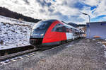 5022 023-3  Hermagor-Pressegger See  hält als R 4510 (Klagenfurt Hbf - Wolfsberg - Bad St. Leonhard) in der Haltestelle Granitztal.
Aufgenommen am 3.2.2017.