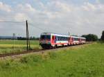 Der 5047 088, die 5047 073 und der 5047 076 als R nach Braunau am 13.06.2014 unterwegs bei Uttendorf-Helpfau.