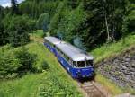 Erzbergbahn 5081.562 + 5081.565 waren am 10.07.2011 vom Bahnhof Erzberg nach Vordernberg-Markt unterwegs, und wurden von mir kurz nach der ehemaligen Betriebshaltestelle (1042 m ü.A) fotografiert.