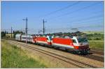 Messfahrten auf der Westbahn am 09. Juli 2010 - 1014.014 & 1014.003 kam mit dem SPROB 97703 am Weg nach Wien Htteldorf auch in Bheimkirchen vorbei.