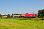 Die 1016 022-6 der ÖBB vor einem Kesselzug am 01.07.18 bei Grabenstätt.