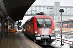 1016 001 war am 5. Januar 2019 Zuglok von EC 113. Hier steht der Zug in Ulm Hbf.