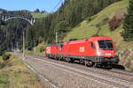 ÖBB 1016 030-9 & 1293 033-7 als Lokzug unterwegs zurück ins Inntal. Aufgenommen bei St. Jodok am Brenner am 09.10.2021